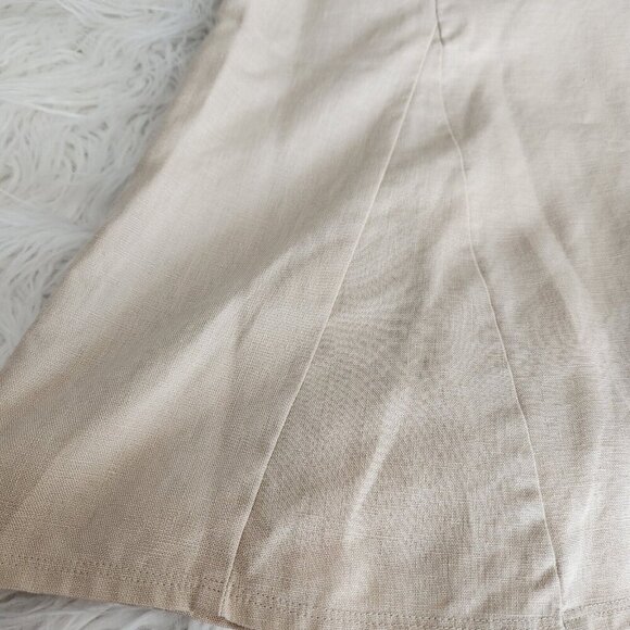 Bechamel Women's 12 Large 100% Linen Maxi Skirt Pull on‎ Beige Elastic Side Zip - Picture 9 of 11